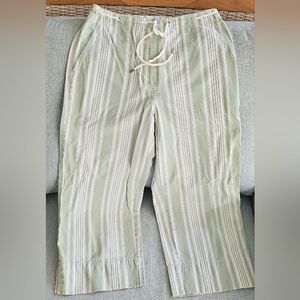 Vintage Ralph Lauren Light Green &  White Striped Capri's